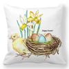 Пасхальная декоративная наволочка с мультяшным яйцом, кроликом, цветочным принтом, наволочка для спальни, домашнего декора 45x45 см