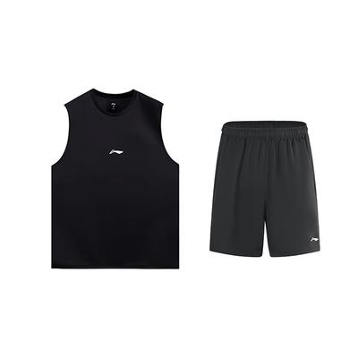 Li Ning Однотонный Универсальный Пуловер с Круглым Вырезом Жилет Повседневный Спортивный Костюм Костюм Унисекс Черный YWBV053-2
