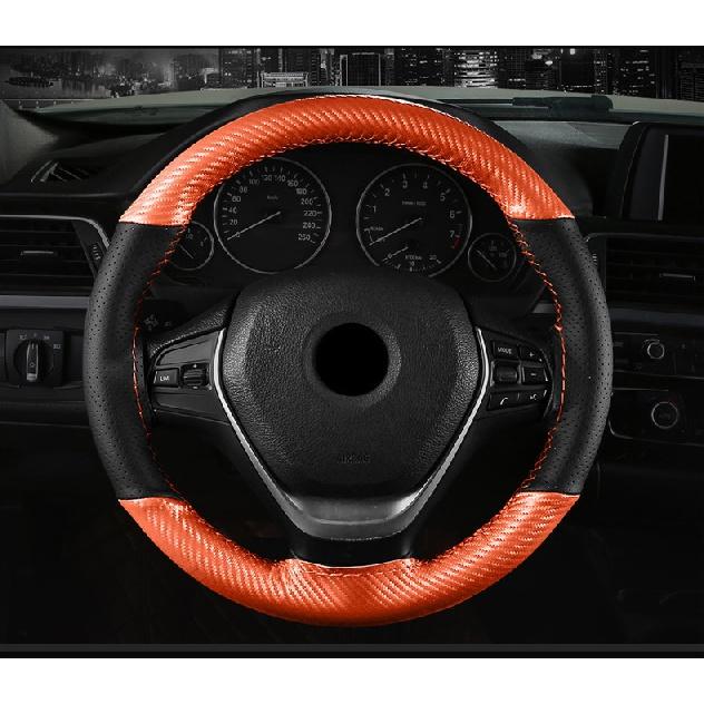 Оплетка автомобильного рулевого колеса, украшение, углеродное волокно, микрофибра, кожа с иголками, чехлы для сращивания ниток, спортивная мода