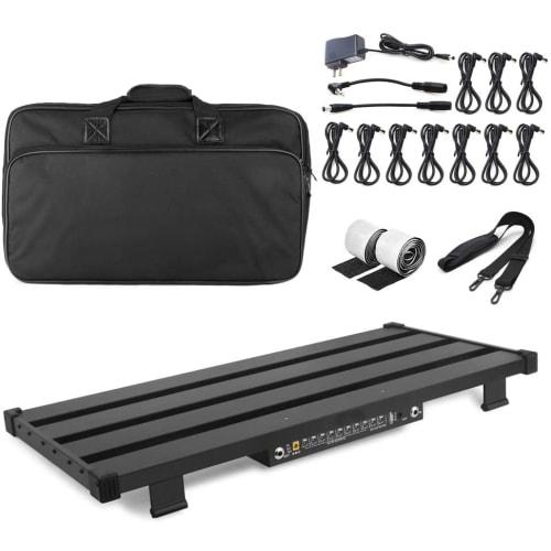 GOKKO Guitar Effects Pedal Board with Detachable Power Supply, Durable and Ultra-Lightweight Aluminum Alloy Construction, and Storage Bag (XL-650x300x