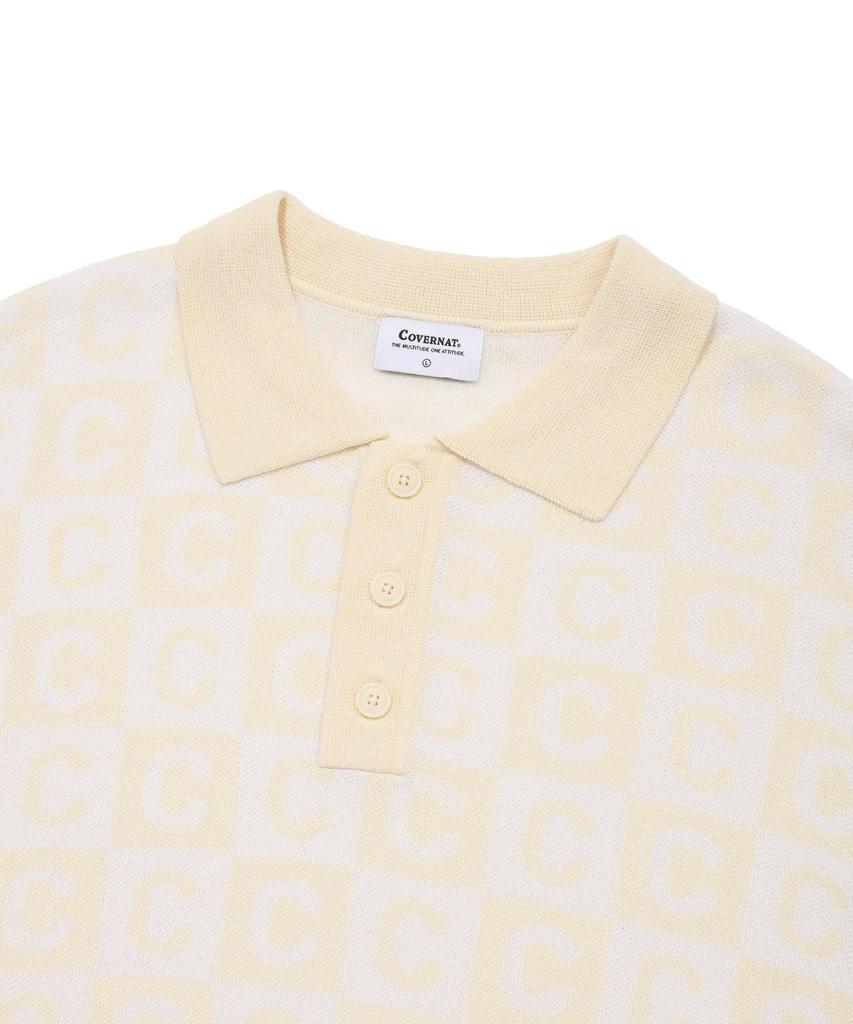 COVERNAT C Pattern Collar Half Knit Ivory