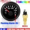 Auto Boat 7 Color LED 2"52MM Water Temperature Gauge with Flash Alarm Temp Sensor 1/8NPT,3/8NPT,M12X1.5,M14X1.5,M16X1.5 Optional