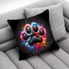Dog Footprints Puppy Paw Print  Throw Pillow Case For 50x50cm 30x30cm 55x55cm 45x45cm 40x40cm Square Bed Pillowcase Cover