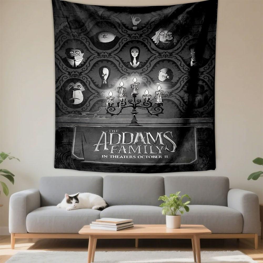 The Addams Family Tapestry Wall Hanging, Gothic Comedy Poster, Wall Decor for Bedroom Living Room Dorm