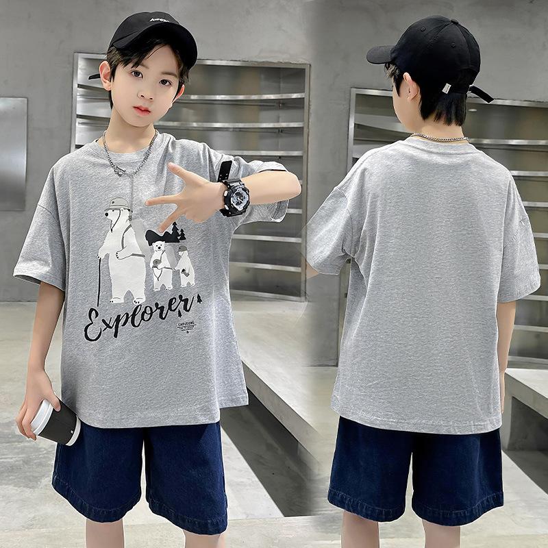 Детская повседневная хлопковая футболка, летний модный топ для мальчиков