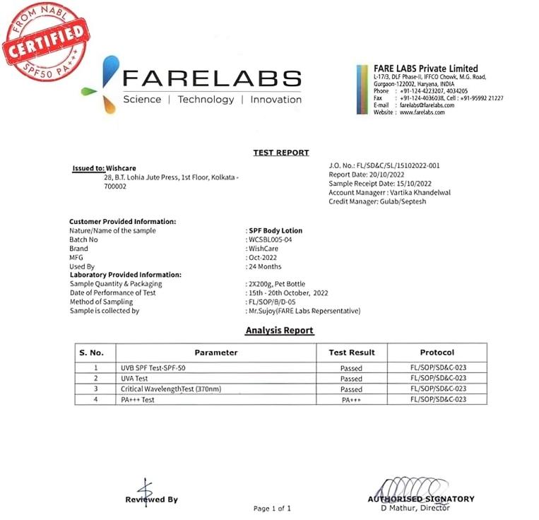 WishCare SPF50 Солнцезащитный лосьон для тела - Широкий спектр - Защита от UVA и UVB лучей без белого налета для мужчин и женщин - 200 мл