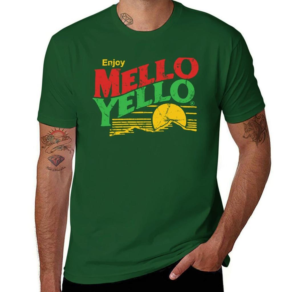 Наслаждайтесь винтажной футболкой Mello Yello, оверсайз футболкой для мальчиков, с принтом животных, забавными подарками, хлопковыми футболками для мужчин, мужскими футболками