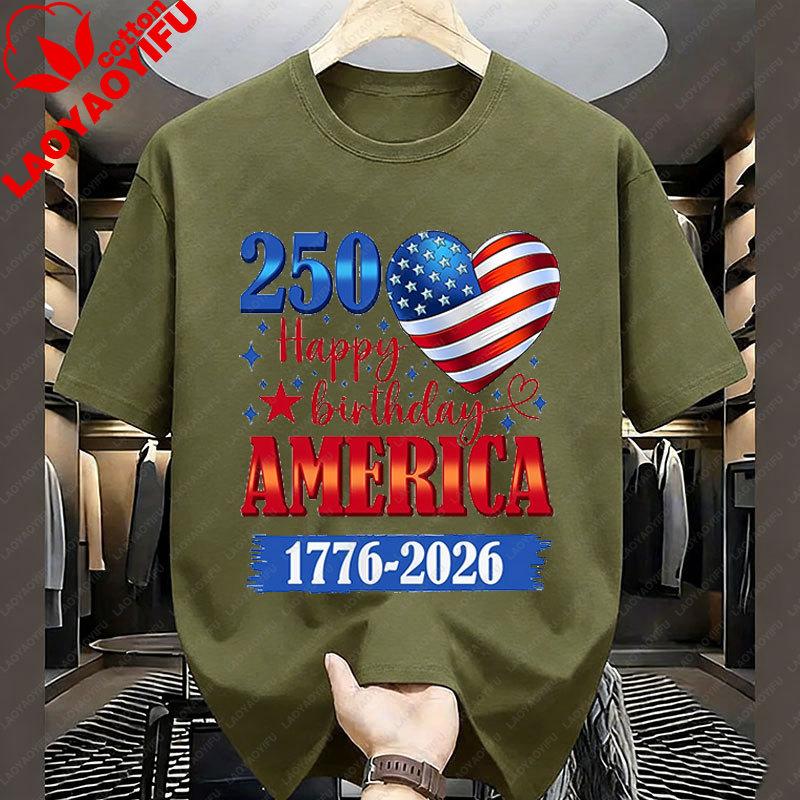 Camisetas 250 Years American 250th Anniversary Us Usa Flag 4th Of July Unisex TShirt Cotton Short Sleeved Graphic T Shirts