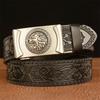Male Belt Genuine Leather Belt for Men Carving Pattern Automatic Buckle Belt Strap for Jeans