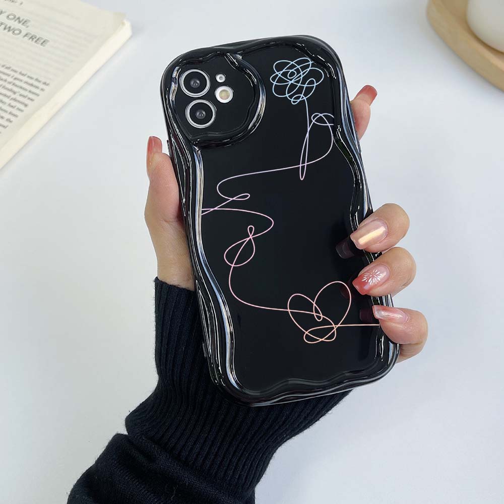 N18 Lovely Line art design Волнистый чехол для телефона для iPhone 15 14 13 Pro Max Samsung S24 S23 Ultra A54 A14 A12 Xiaomi Redmi 13C Huawei Honor Мягкая задняя крышка