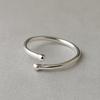925 Sterling Silver Ball End Open Cuff Ring: Adjustable Stackable Minimalist Ring