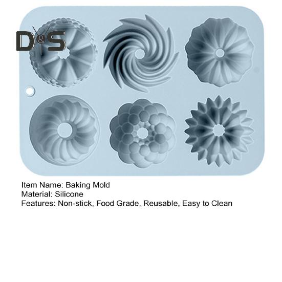 Сплошная цветная форма для выпечки с 6 отверстиями, пищевая прочная силиконовая форма для пончиков, шоколадных десертов, противень для выпечки