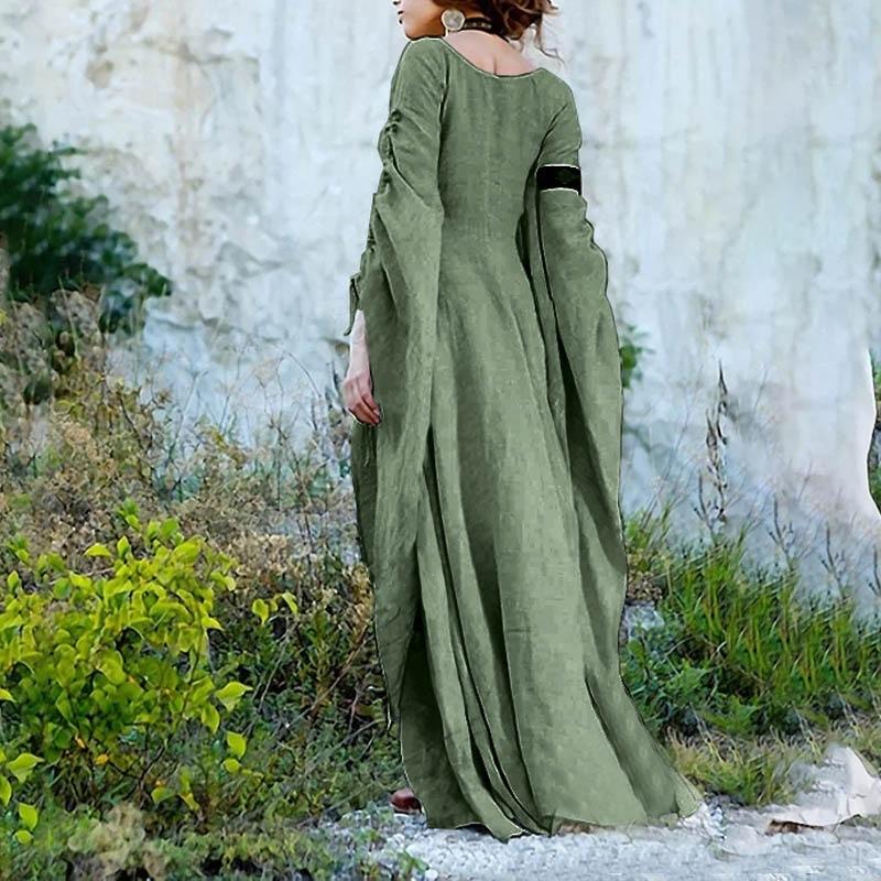 Косплей Костюм S~5XL Большой размер Платье Длинные рукава Круглый вырез Пояс Дамское платье Хэллоуин Женская длинная юбка