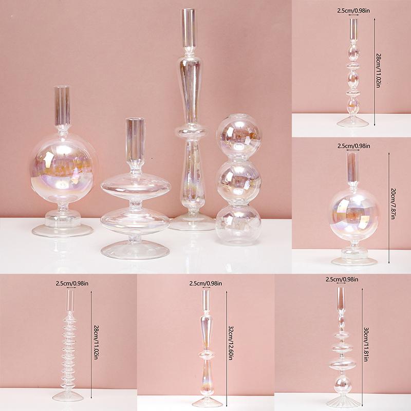 Подсвечник для домашнего декора Ваза Свадебное украшение Прозрачный стеклянный подсвечник Настольные украшения Вазы