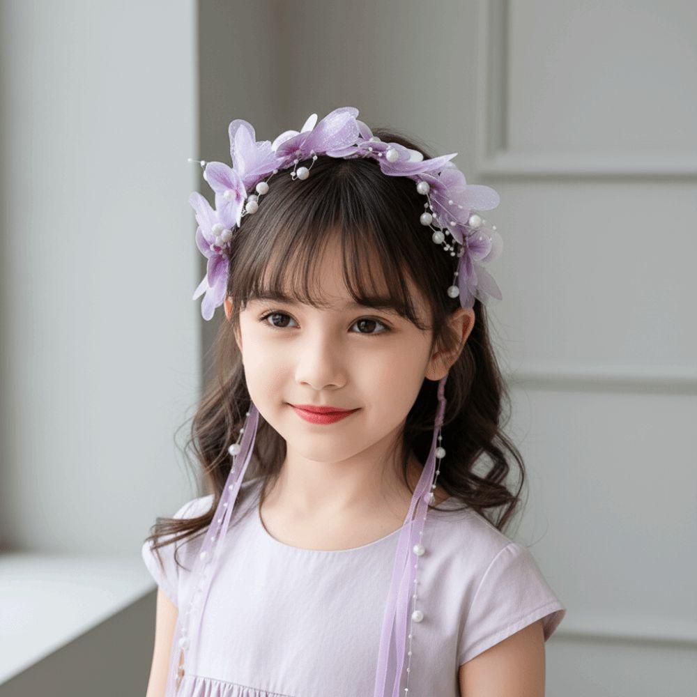 Pressure-Free Princess Flower Crown Kids Floral Hair Hoop Daily Princess Dress-up