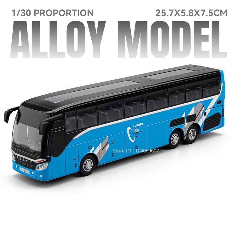 1:30 Моделей Игрушечных Автобусов для Бизнеса Двухэтажные Автобусы Дальнего Следования Сплав Литье под Давлением Звук Свет Двери Открываются Оттянуть Назад для Подарков Детям