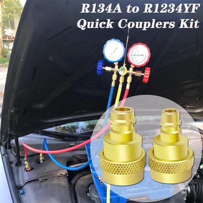 2 шт. Набор для преобразования кондиционера R134a в R1234yf, быстрый адаптер, регулируемый разъем высокого и низкого напряжения, система хладагента кондиционера