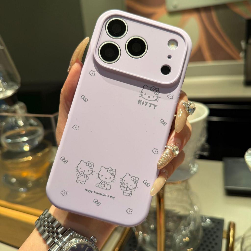 Чехол из жидкого силикона с милым котенком KT для iPhone 17 Pro Max - Полное покрытие, Защита от падений.
