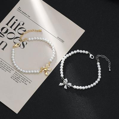 BLINGBY женский браслет осень-зима новый циркон элегантные ручные украшения браслет с бантом легкий роскошный жемчуг ручные украшения подарок для девочек
