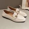 Loafers Women'S Shoes Single Real Soft Leather One Pedal Non-Slip Flat British Style Casual Soft Sole Lazy Bean