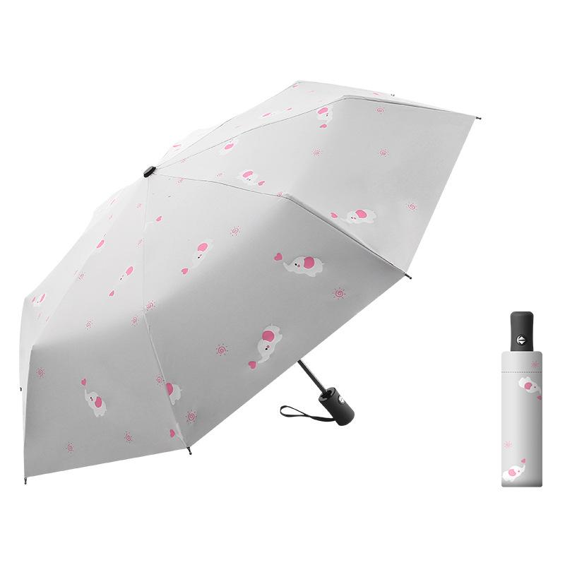 Женский автоматический черный клей с принтом, солнцезащитный крем, анти-УФ-зонт, трехкратный зонт от дождя двойного назначения, складной зонт для отдыха и развлечений на открытом воздухе