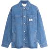 Minimalist Fabric Label Vintage Loose Long Sleeve Shirt Men Shirts Light-Blue J325555