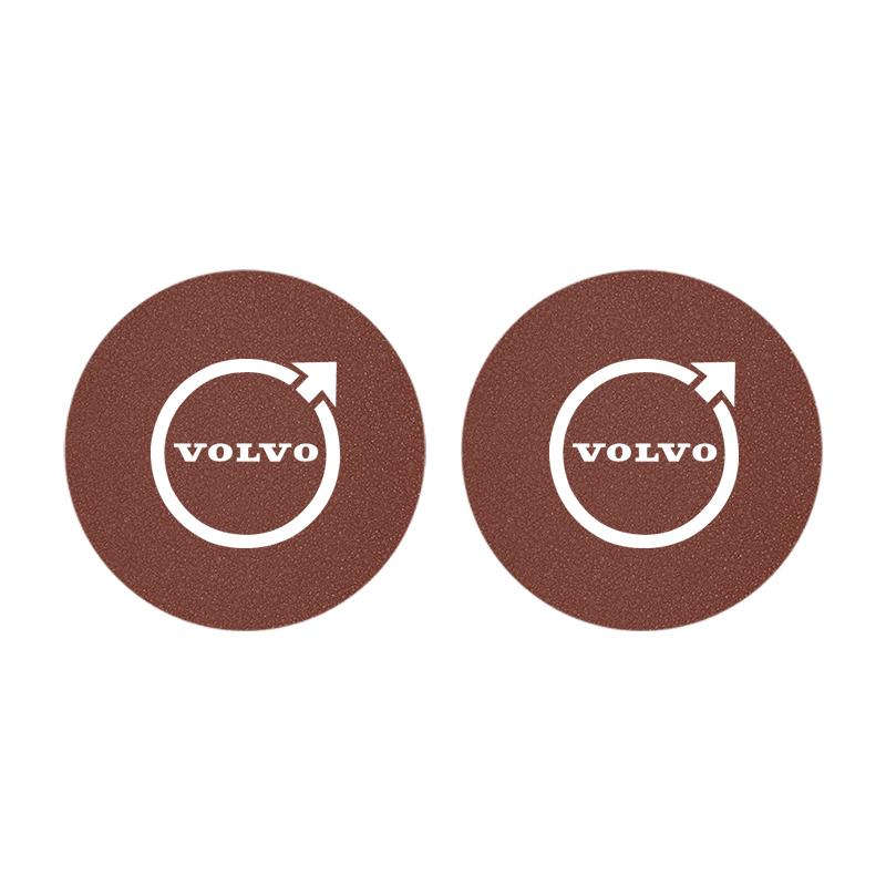 2Pcs Car Coasters Leather Water Cup Holder Mat For Volvo V60 V40 XC90 S60 C30 XC60 Car Interior Anti Slip Water Cup Pad keychain