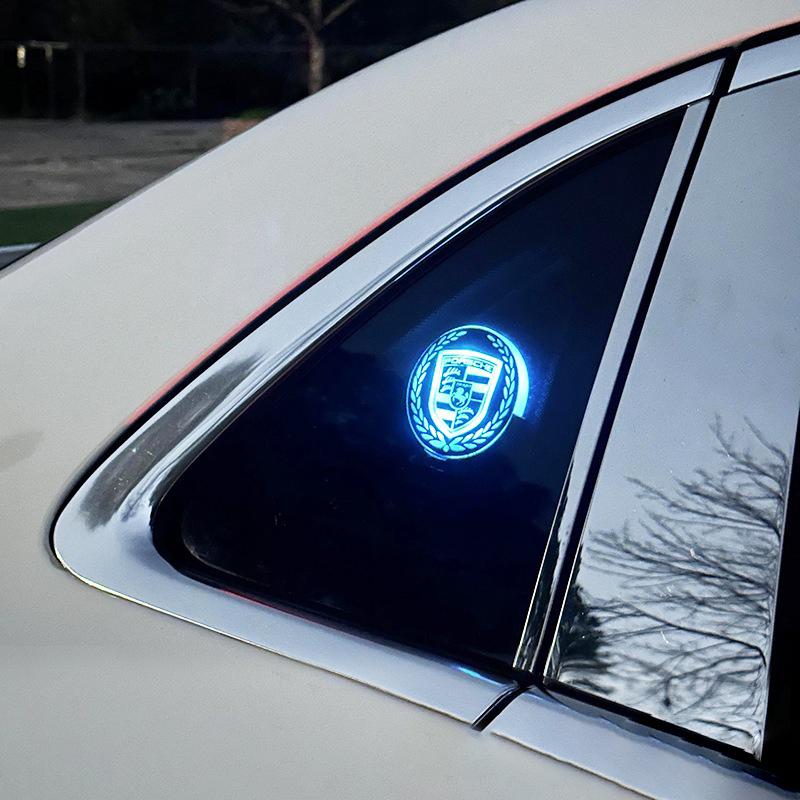 Universal For Porsche Car Triangle Window LED Decorate Light Car Rear Window Atmosphere Lamp Intelligent Luminous Seven Color
