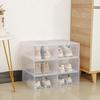 6Pcs Plastic Shoe Boxes Stackable Shoes Case Shoe Organizer Transparent Drawer Shoe Box Thickened Dustproof Home Organizer