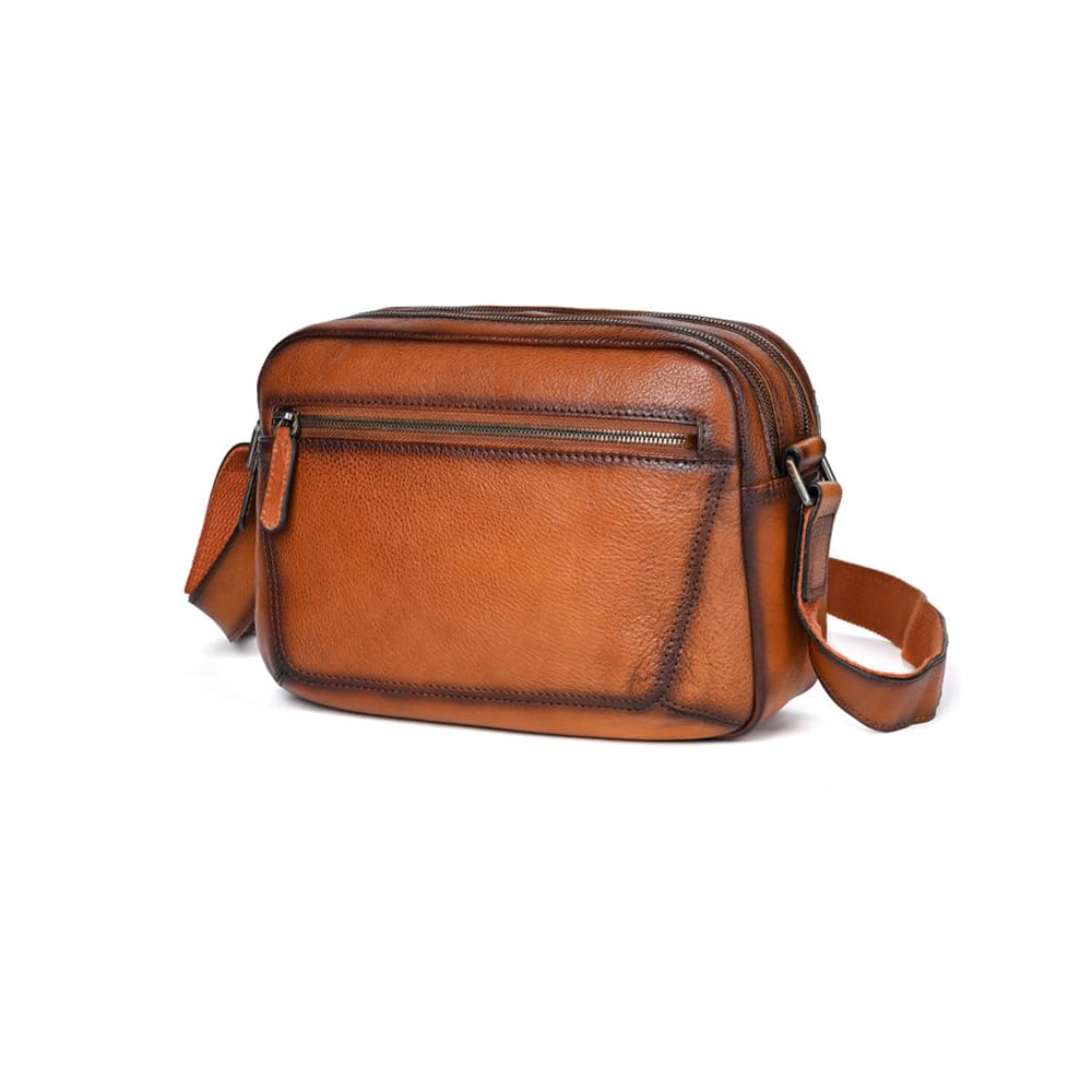 Whatna Сумка мужская одноплечевая из натуральной кожи растительного дубления в античном стиле, 3-в-1, клатч, кроссбоди, на плечо, сумочка, сумка на тело, сумка на грудь, два