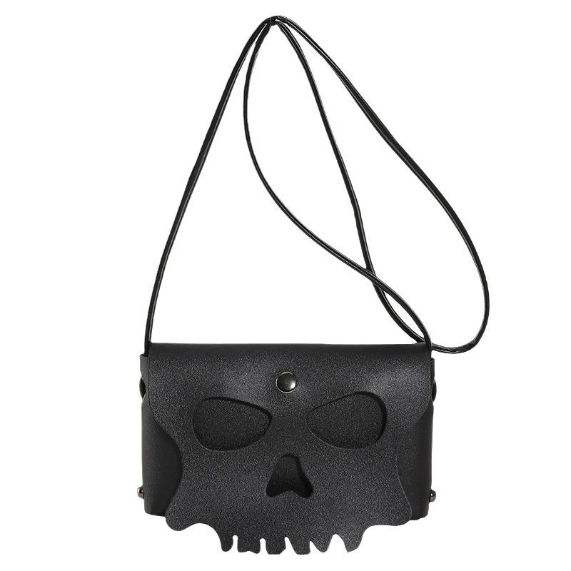 Halloween bag, niche, feminine diagonal cross small square bag, fashionable personality, skull mask, perforated shoulder bag
