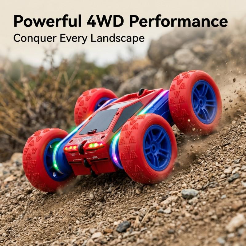Двусторонний трюковый дрифт-кар "Паук-Крест": Игрушка на радиоуправлении 4WD со светом и вращающимся альпинистским действием