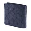 [Inden-ya] Кошелек-бифолд Inden с маленьким отделением для купюр и кошельком для монет в форме коробки, оленья кожа, темно-синий с черным лаком, мелкая клетка