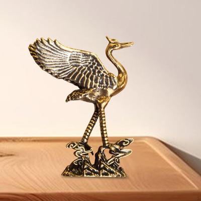 Латунная статуя журавля, украшение для дома, мини-декор, традиционные декоративные ремесла, металл
