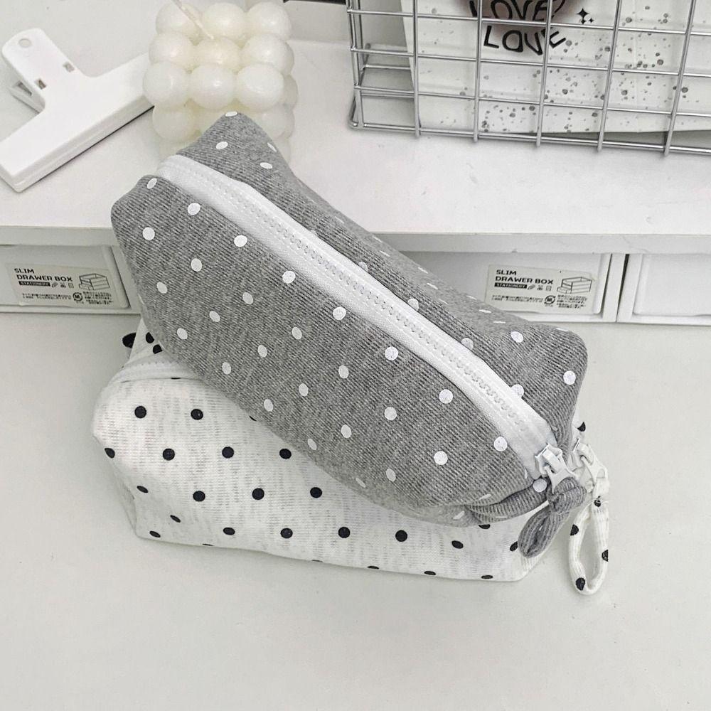 Polka Dot Pencil Case Sweet Zipper Stationery Pouch Pencil Storage Bag Back To School