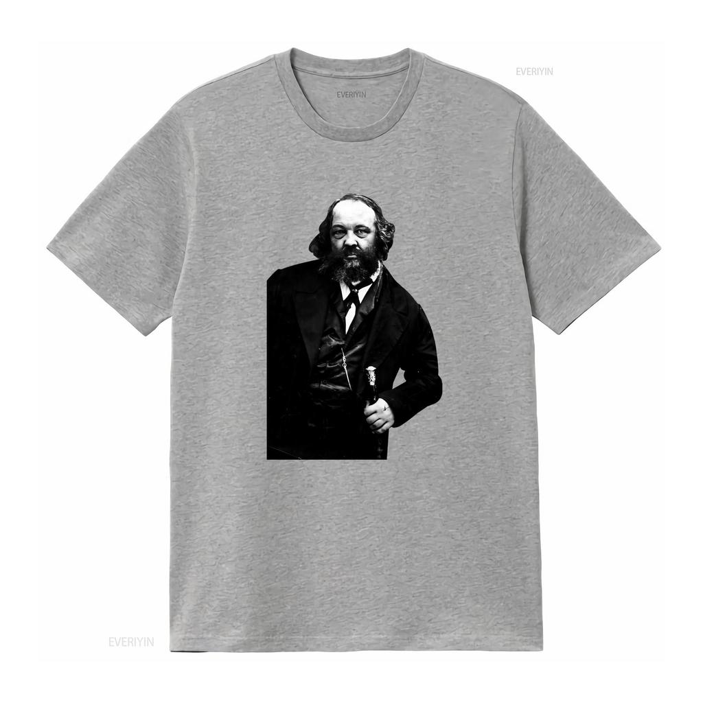 Mikhail Bakunin Anarchia Vintage Style T Shirt for Men and Women Unique Historical Figure Print High Quality Fabric vintage