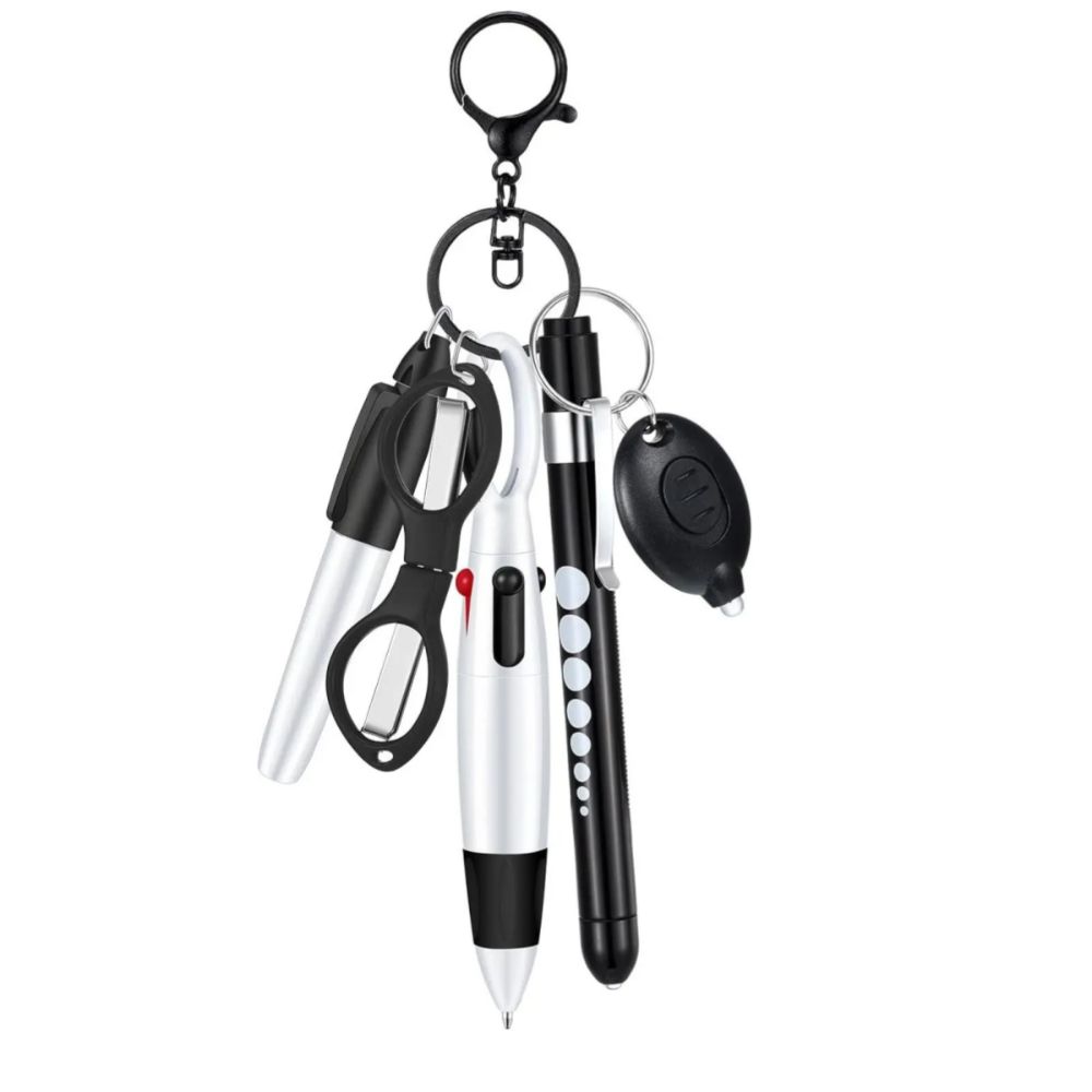 Новые многофункциональные ручки 6-в-1 для медсестер, портативная шариковая ручка-брелок, набор выдвижных шариковых ручек