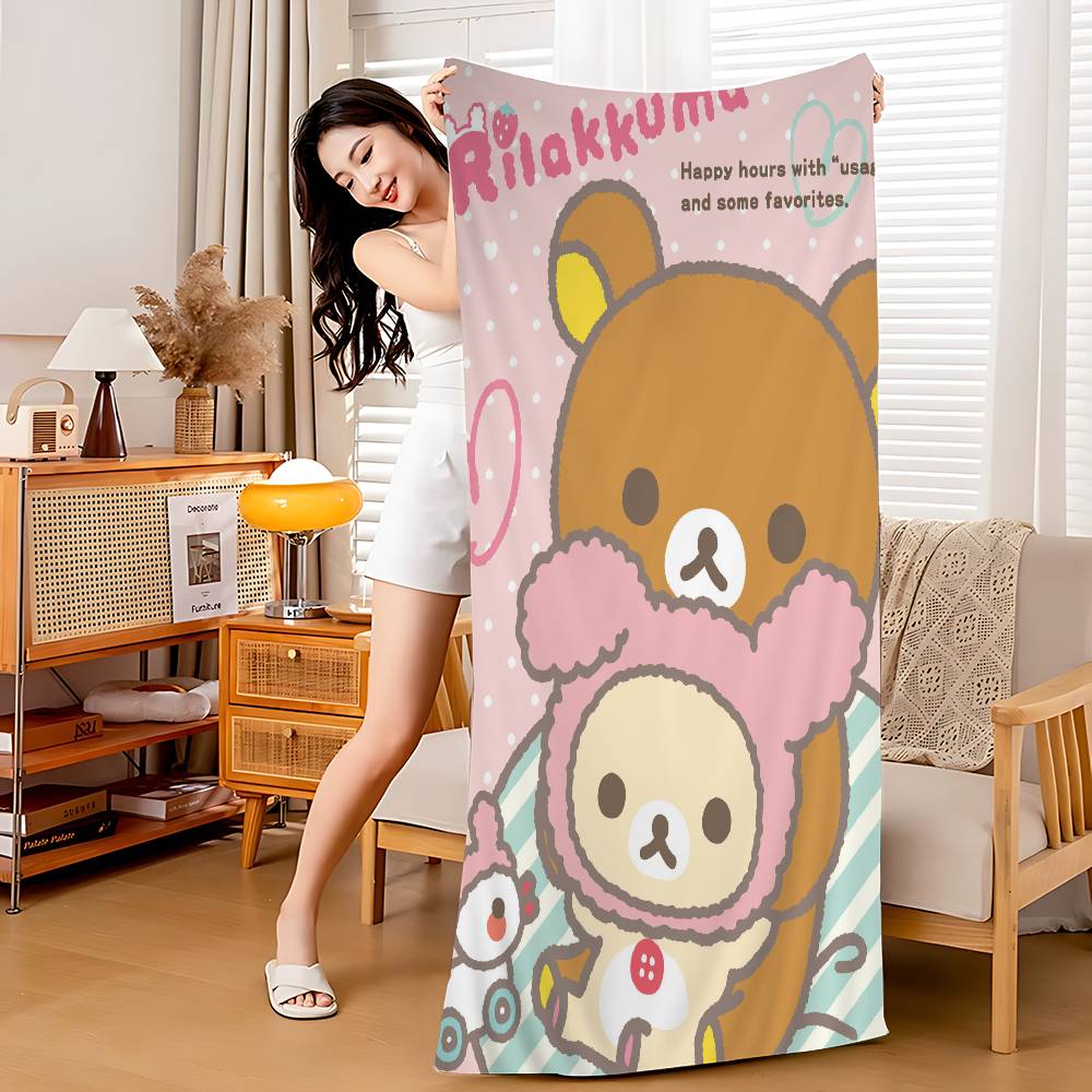 Япония Милый Мультяшный R-ilakkuma Пляжное Полотенце Цветные Банные Полотенца Для Девочки Микрофибра Быстросохнущие Индивидуальные Без Песка Пляж Йога Спортзал