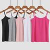 Women's Black 95% Cotton Camisole Vest, Sexy Back, Large Size, Solid Color - Ideal As Outerwear for Spring & Summer