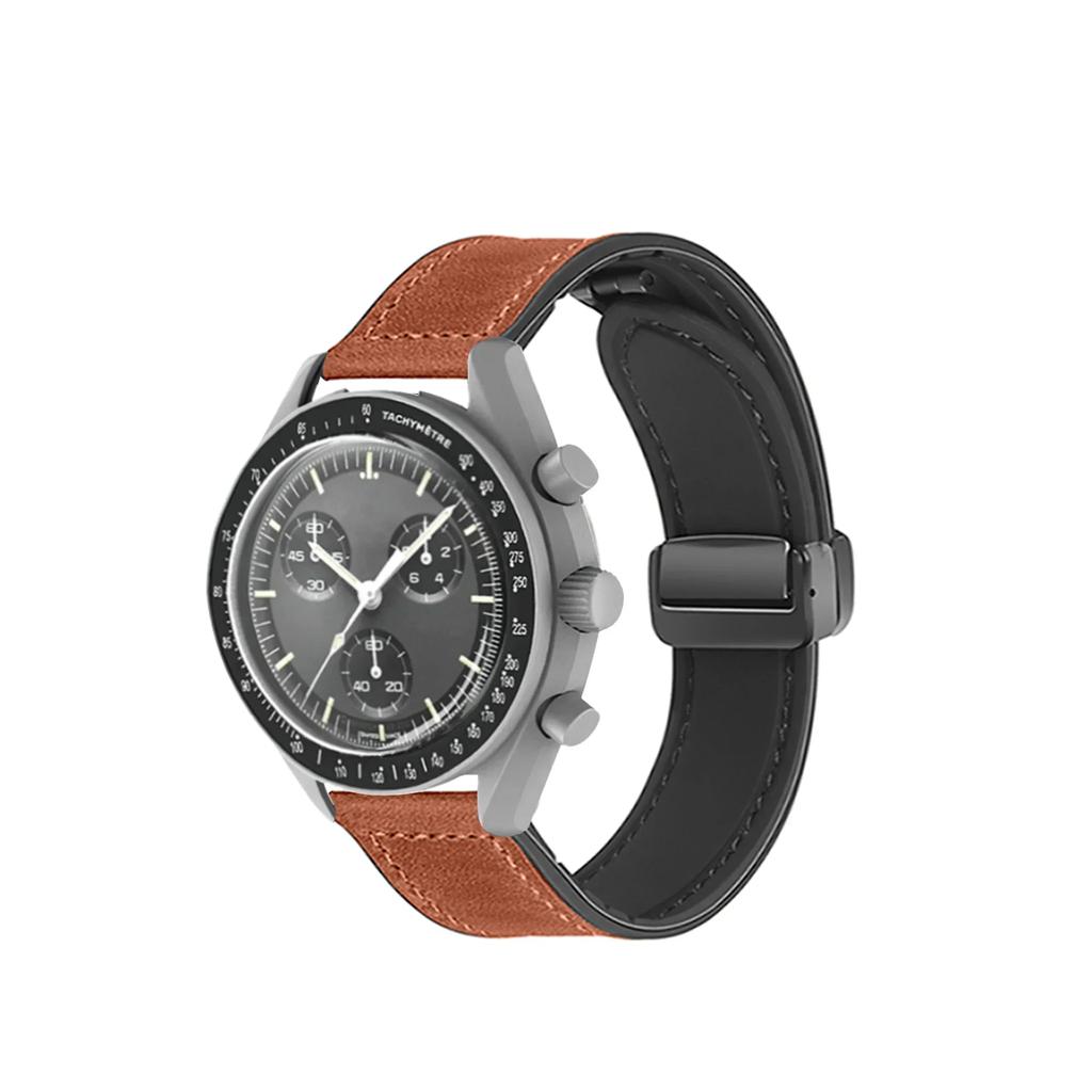 Classic 20mm Silicone Leather Watch Strap for Omega X Swatch Common MoonSwatch Saturn Moon Series Constellations Men Women Quick Release