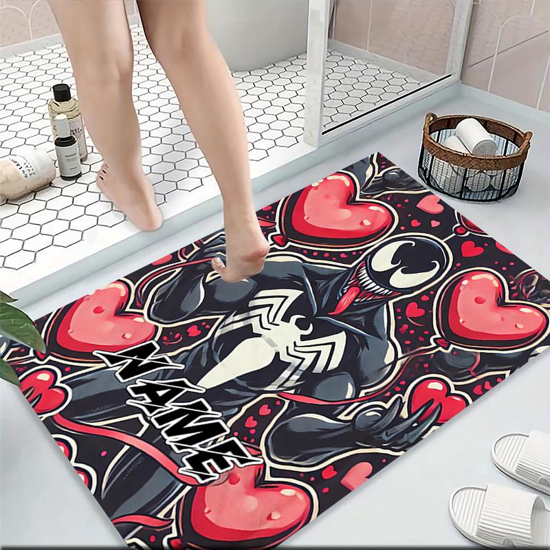Custom Name "Venom Love Heart Theme" Carpet Rug Customizable Soft Washable Anti-Slip Home Living Room Sofa Mats Personalized Rug. 09094