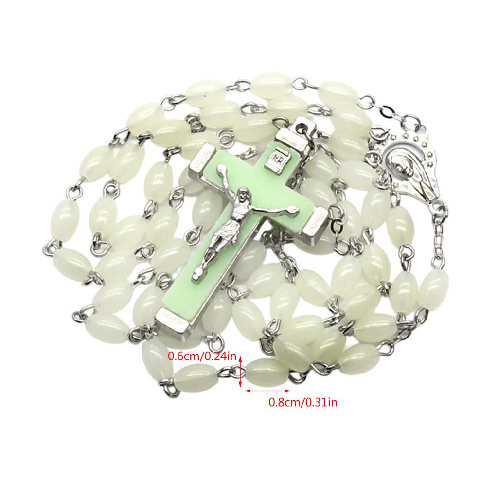 Католические четки с бусинами и светящимся крестом, религиозные украшения для христианских игроков, крещение, медитация