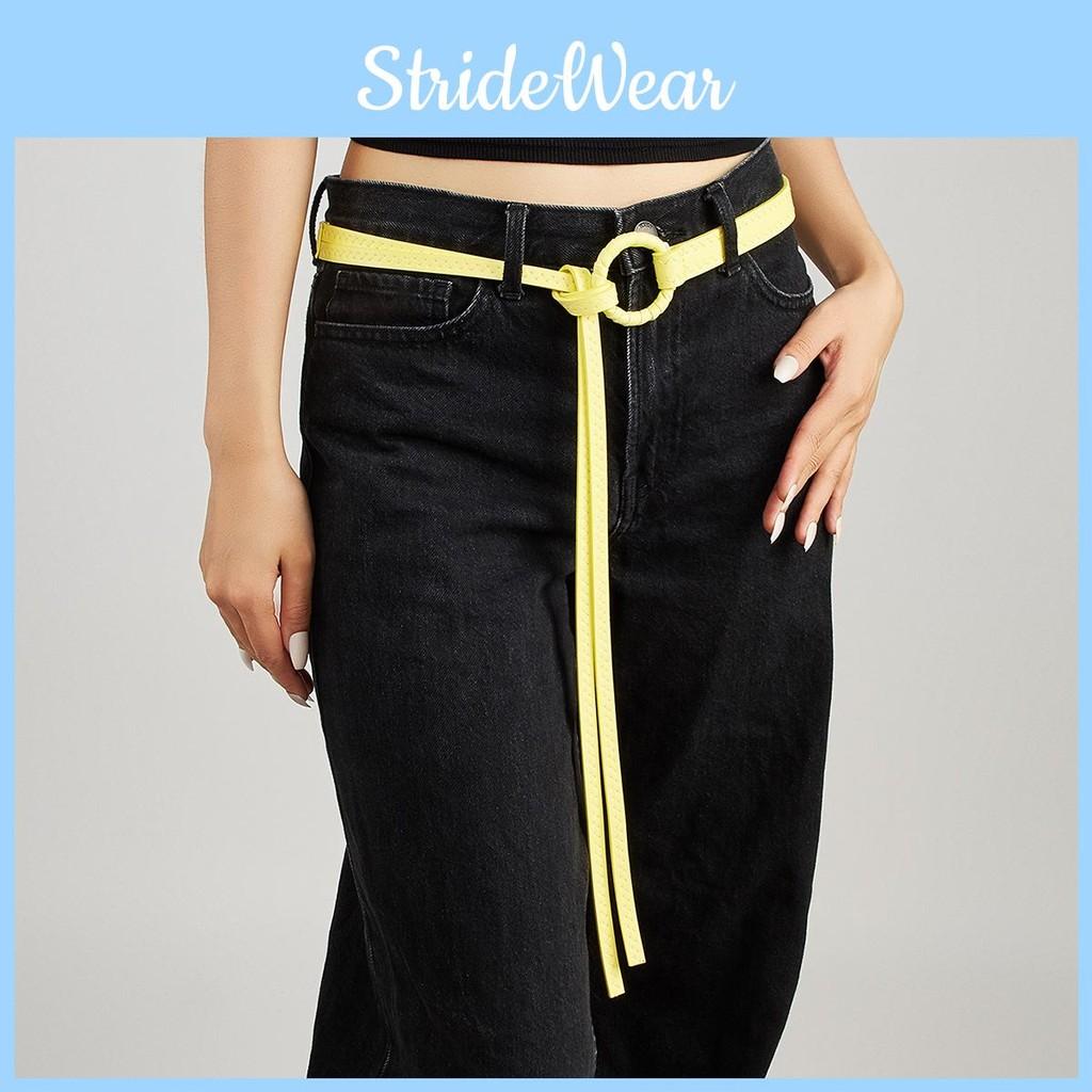 Solid Fashion Color Round Buckle Decoration Women Casual Belt For Use Daily