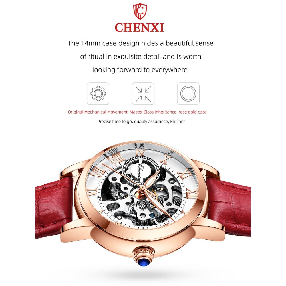 Chenxi Женские автоматические механические часы Топ Бренд Роскошные из нержавеющей стали Водонепроницаемые наручные часы