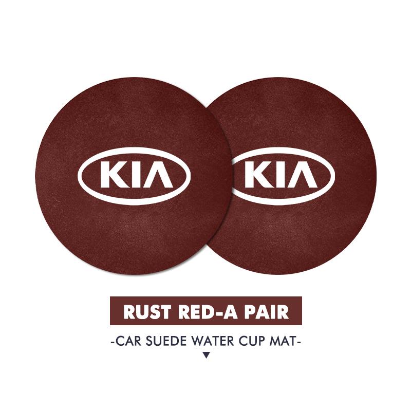 BBED7 Car Suede Coaster Anti-Slip Water Cup Pad Bottle Holder Mat Accessories For KIA Ceed Sportage Rio K2 Optima Cerato Proceed Venga