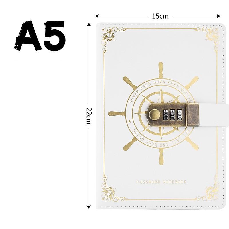 New A5 Retro Password Notebook With Lock Diary Book Student Notebook Vintage Notebook Sub-Password Lock Notebook Supplies