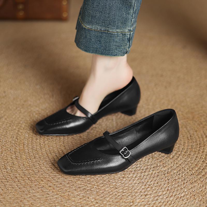 Krazing Pot Коровья кожа весна лето размер 41 низкий каблук женские легкие туфли квадратный носок неглубокие туфли-лодочки