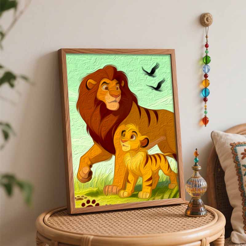 Disney Lion Family Oil Paint Digital Painting Art Kit FillIn Painting Home Decor
