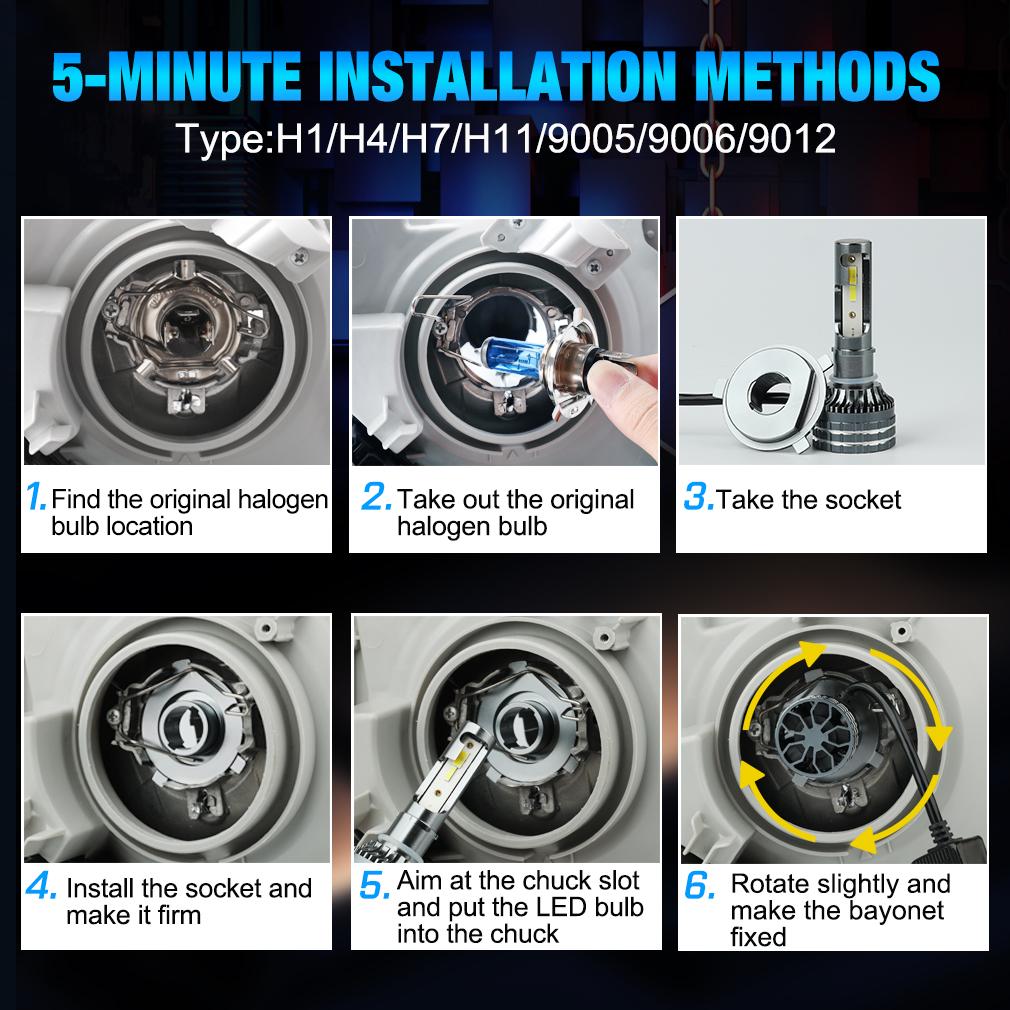 2 шт. H4 светодиодные фары H11 Canbus 20000Lm 6000K 4300K ​​3000K 3 меняющие цвет передние лампы H8 9005 HB3 9006 HB4 9012 Hir2 H27 880 881 автомобильные противотуманные фары