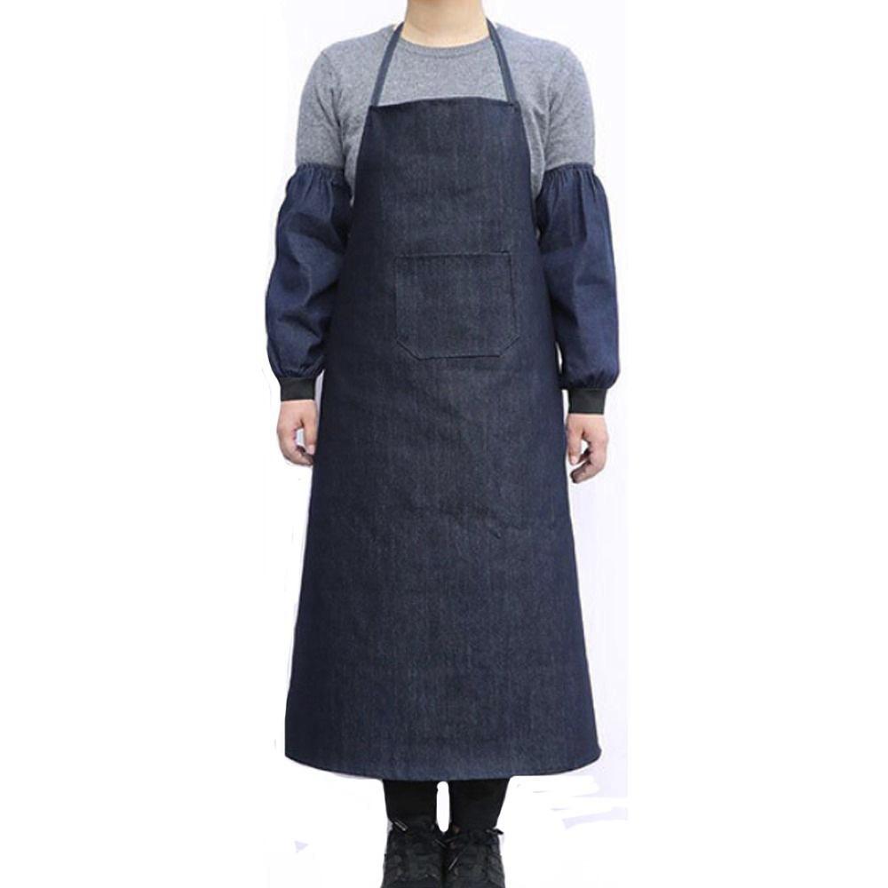 Waterproof Cooking Aprons With Pockets Kitchen Work Clothes Long Denim Aprons  Man/women